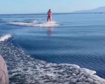 Woman Has An Unique Experience While Wakeboarding!